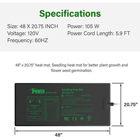 Ipower 48" x 20.75" Carbon Film Seeding Heat Mat with Temperature Adjustable Controller, 2 Pack, 2PK GLHTMTPROLADJX2